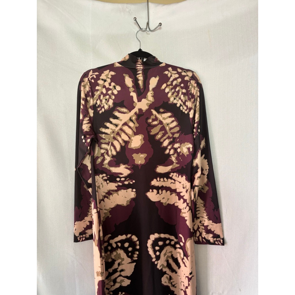 Women's Long Sleeve Dress Purple/Tan Floral Print Size S - Picture 3 of 6